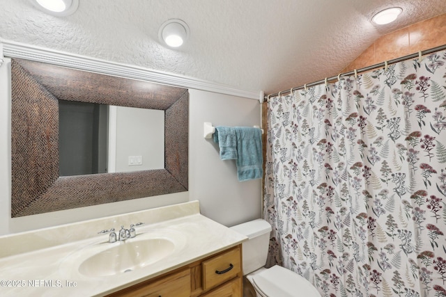 182 Malley Cove Ln, Fleming Island, FL 32003 - bathroom with vanity, toilet, a shower with curtain, and ornamental molding