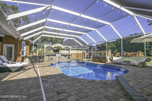 8135 Wekiva Way, Jacksonville, FL 32256 - view of pool with a patio, a fenced backyard, area for grilling, and a lanai