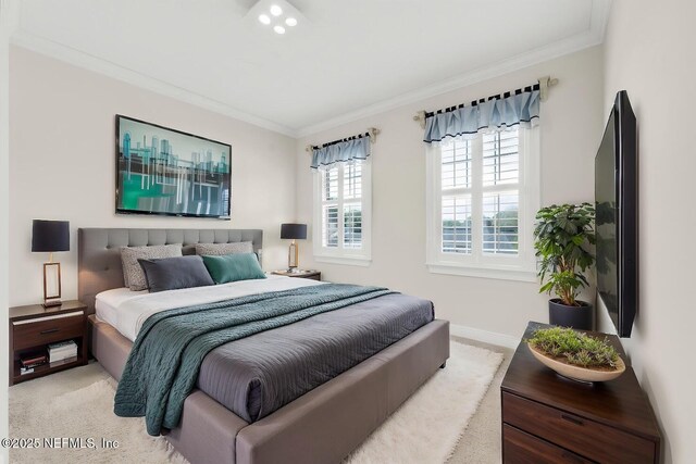8135 Wekiva Way, Jacksonville, FL 32256 - bedroom featuring crown molding, baseboards, and light carpet