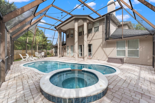 1612 Inkberry Ln, Saint Johns, FL 32259 - view of swimming pool with a patio, a pool with connected hot tub, and glass enclosure