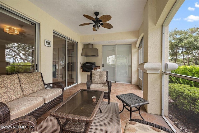 215 S Ocean Grande Dr Unit 105, Ponte Vedra Beach, FL 32082 - sunroom with a ceiling fan, an outdoor hangout area, and healthy amount of natural light