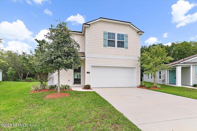 187 Logrono Ct, Saint Augustine, FL 32084 - view of front of house featuring an attached garage, driveway, and a front lawn