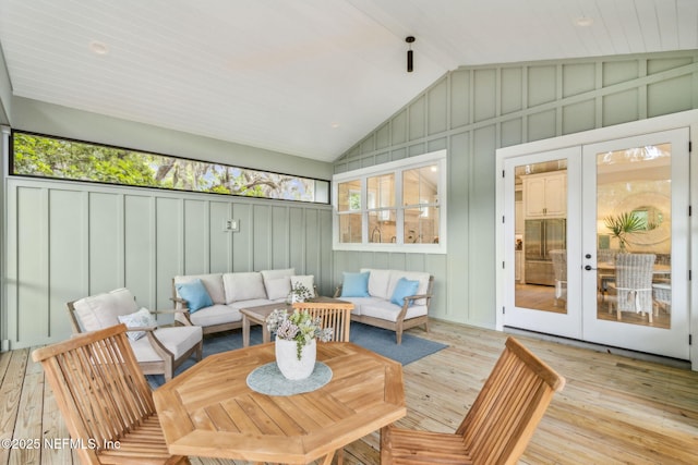 22 N 17th St, Amelia Island, FL 32034 - sunroom with lofted ceiling and french doors