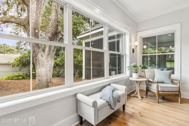 22 N 17th St, Amelia Island, FL 32034 - sunroom featuring wood finished floors, baseboards, and crown molding