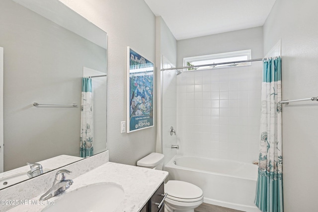285 Greenway Ln, Saint Augustine, FL 32092 - full bathroom with vanity, toilet, and shower / bath combination with curtain