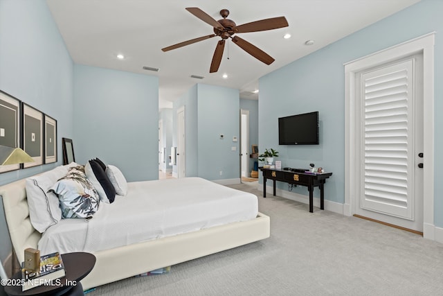 295 Sophia Ter, Saint Augustine, FL 32095 - bedroom with recessed lighting, baseboards, carpet, and a ceiling fan