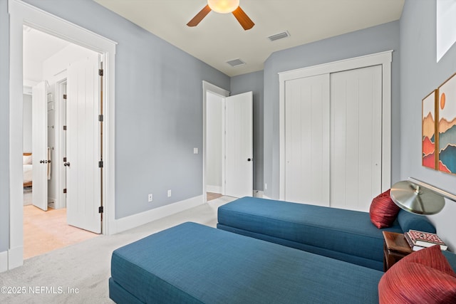 295 Sophia Ter, Saint Augustine, FL 32095 - carpeted bedroom featuring a closet, baseboards, and ceiling fan