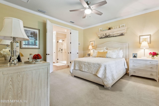 14 Marsh Hollow Rd, Ponte Vedra, FL 32081 - bedroom with crown molding, light colored carpet, and a ceiling fan