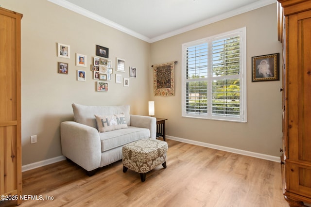 14 Marsh Hollow Rd, Ponte Vedra, FL 32081 - sitting room with light wood-style floors, crown molding, and baseboards
