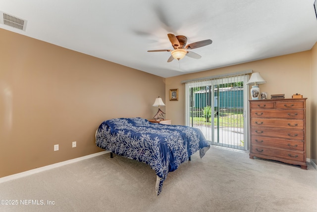 2270 Wilmhurst Rd, Deland, FL 32720 - bedroom featuring access to outside, carpet, and a ceiling fan