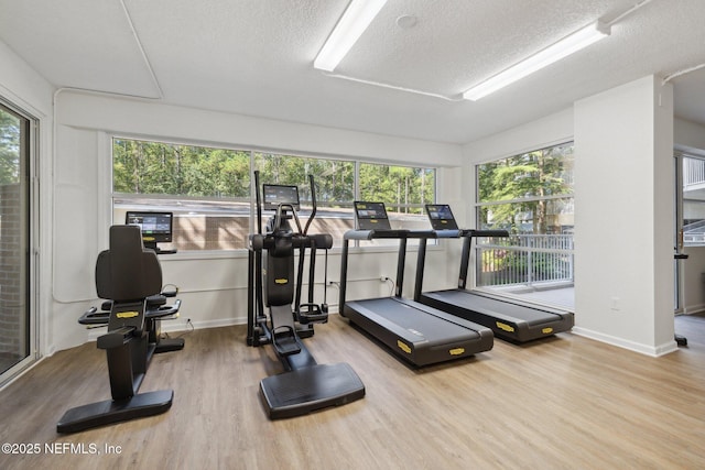 13674 Wm Davis Pkwy, Jacksonville, FL 32224 - exercise room featuring wood finished floors, a textured ceiling, and baseboards