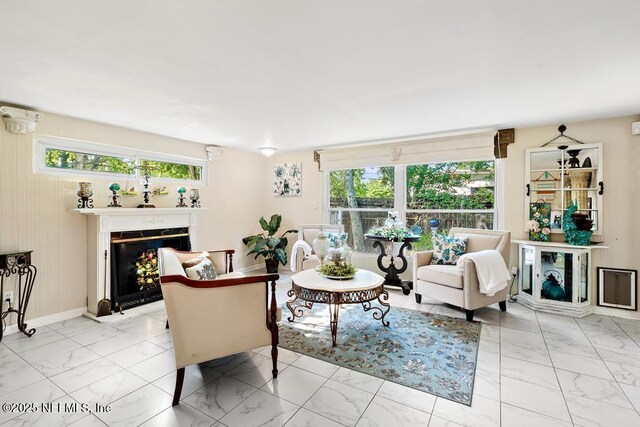 1810 Griflet Rd, Jacksonville, FL 32211 - living room with marble finish floors, plenty of natural light, and a high end fireplace
