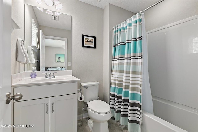 436 Marsh Cove Dr, Ponte Vedra Beach, FL 32082 - bathroom with vanity, shower / bath combination with curtain, and a textured wall