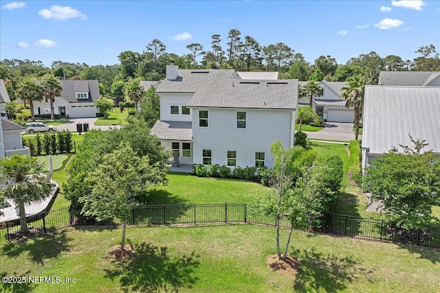 436 Marsh Cove Dr, Ponte Vedra Beach, FL 32082 - rear view of property featuring a residential view, a chimney, and a fenced backyard
