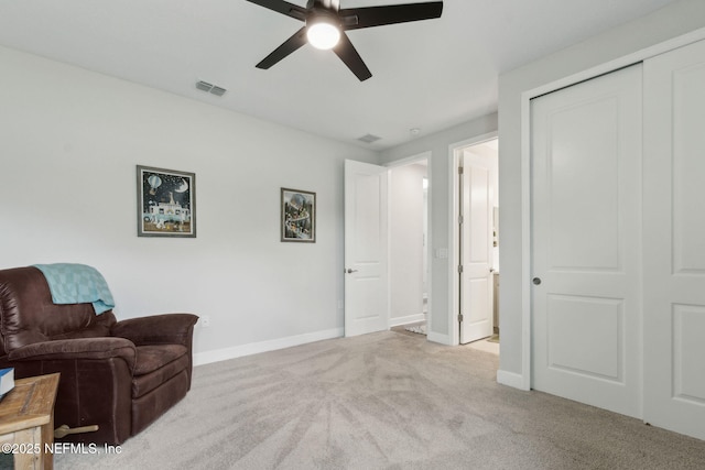 94001 Goodwood Dr, Fernandina Beach, FL 32034 - sitting room featuring ceiling fan, carpet, and baseboards