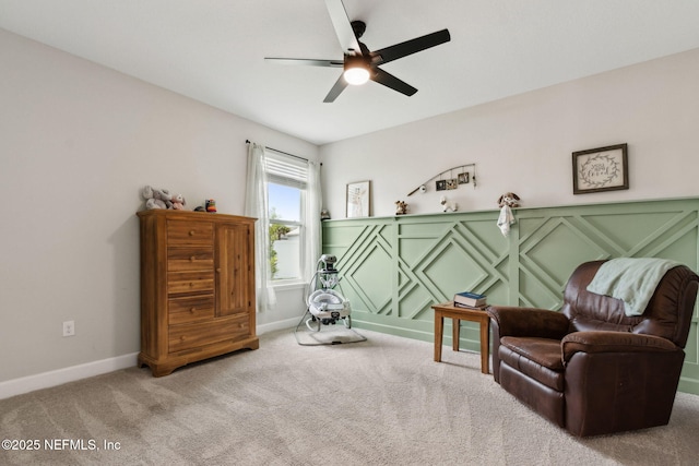 94001 Goodwood Dr, Fernandina Beach, FL 32034 - living area with carpet flooring, ceiling fan, and baseboards