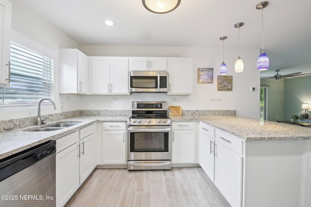 451 Sawmill Landing Dr, Saint Augustine, FL 32086 - kitchen with stainless steel appliances, a sink, a peninsula, plenty of natural light, and recessed lighting