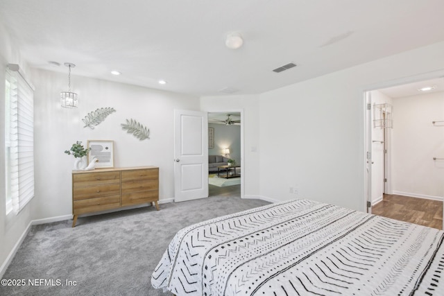 451 Sawmill Landing Dr, Saint Augustine, FL 32086 - carpeted bedroom featuring recessed lighting, baseboards, and a chandelier