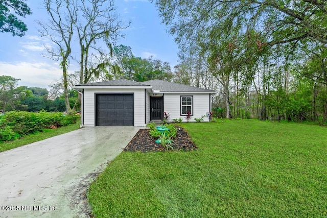 889 Aiken St, Saint Augustine, FL 32084 - ranch-style home featuring driveway, an attached garage, and a front yard