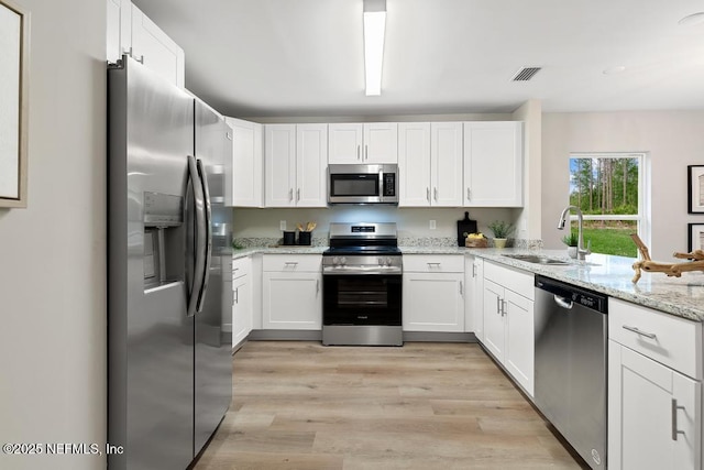 889 Aiken St, Saint Augustine, FL 32084 - kitchen featuring stainless steel appliances, a sink, and white cabinetry