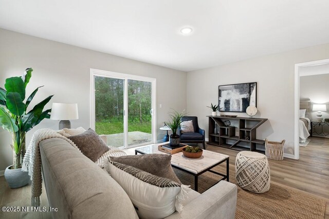 889 Aiken St, Saint Augustine, FL 32084 - living room with wood finished floors, baseboards, and recessed lighting