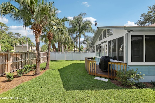 105 Solano Woods Dr, Ponte Vedra Beach, FL 32082 - view of yard with a sunroom and a wooden deck