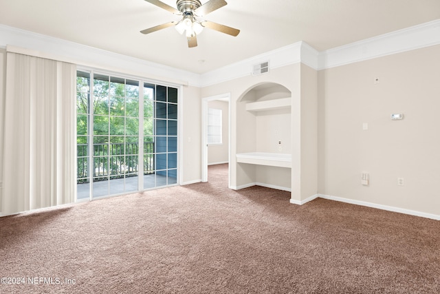 8550 Touchton Rd Unit 122, Jacksonville, FL 32216 - carpeted empty room with crown molding, ceiling fan, and baseboards