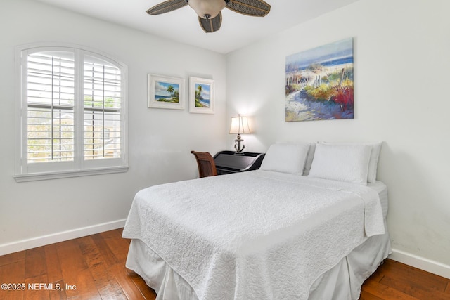2315 Vista Cove Rd, Saint Augustine, FL 32084 - bedroom with baseboards, wood-type flooring, and a ceiling fan