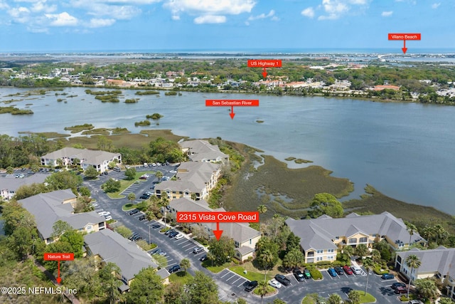 2315 Vista Cove Rd, Saint Augustine, FL 32084 - aerial view of property's location featuring a nearby body of water and nearby suburban area
