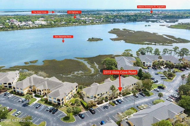2315 Vista Cove Rd, Saint Augustine, FL 32084 - aerial overview of property's location with a nearby body of water and nearby suburban area