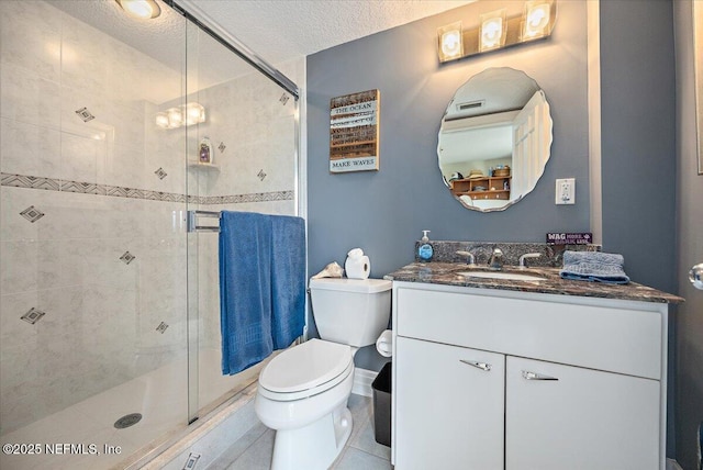 2943 S Ponte Vedra Blvd, Ponte Vedra Beach, FL 32082 - full bathroom featuring toilet, a textured ceiling, vanity, and a stall shower
