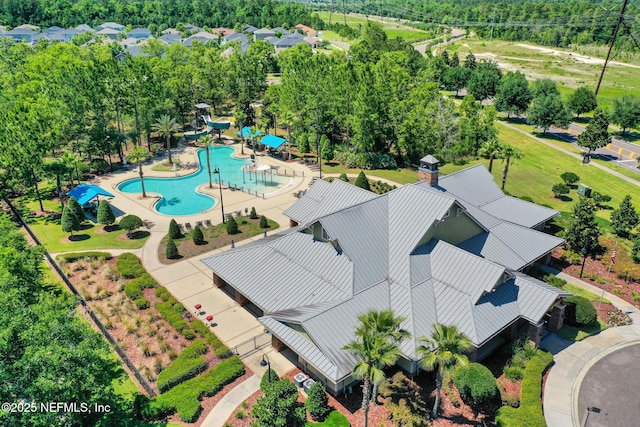 1090 Wetland Ridge Cir, Middleburg, FL 32068 - bird's eye view of a pool area and a tree filled landscape