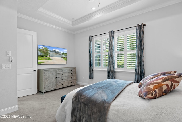 220 Hoptree Pl, Saint Johns, FL 32259 - carpeted bedroom with crown molding, a tray ceiling, and baseboards