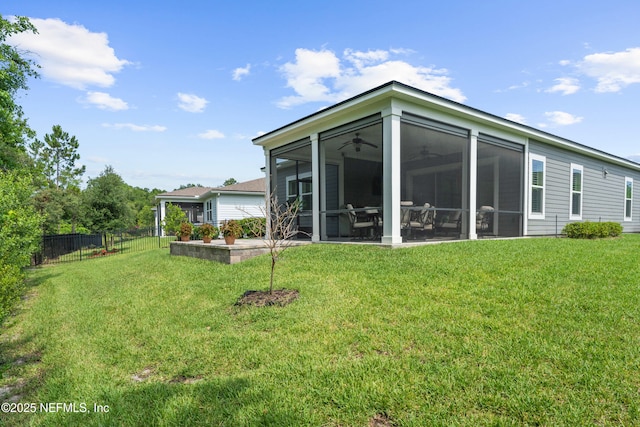 220 Hoptree Pl, Saint Johns, FL 32259 - rear view of property with a sunroom and a ceiling fan