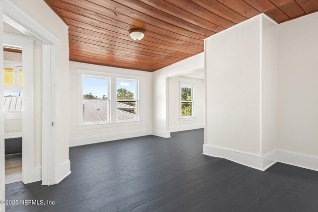 27 Grant St, Saint Augustine, FL 32084 - empty room featuring wood ceiling, baseboards, and dark wood finished floors