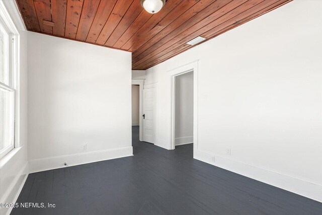 27 Grant St, Saint Augustine, FL 32084 - unfurnished room with wooden ceiling, baseboards, and dark wood-type flooring
