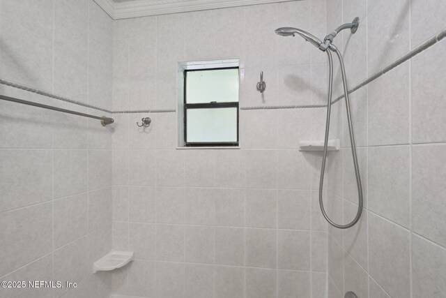 9620 Baylor Ave, Hastings, FL 32145 - full bathroom featuring a tile shower and ornamental molding