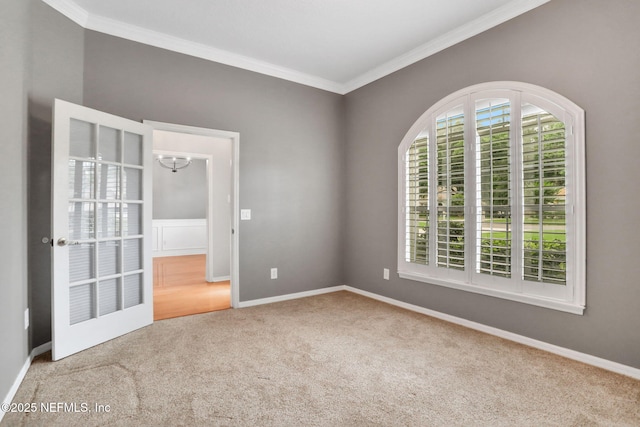 880 Buckeye Ln W, Saint Johns, FL 32259 - spare room with carpet, crown molding, a chandelier, and baseboards