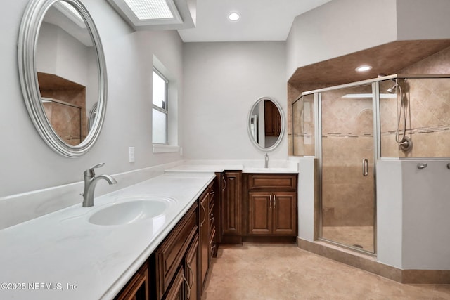 880 Buckeye Ln W, Saint Johns, FL 32259 - full bath with vanity, a shower stall, and recessed lighting