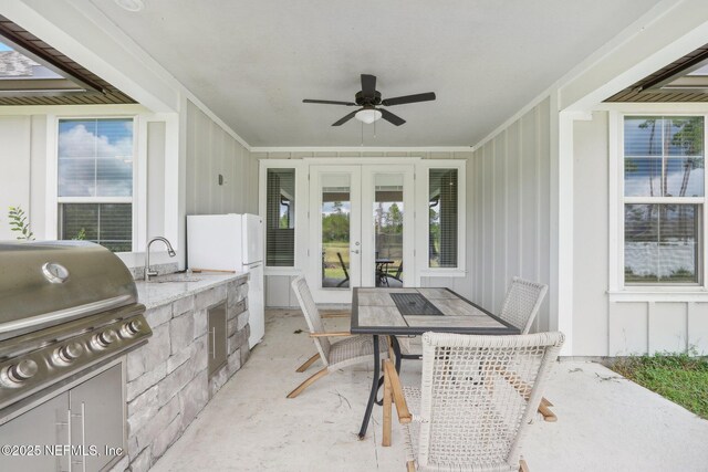 36461 Shortleaf Ave, Hilliard, FL 32046 - view of patio with french doors, a sink, outdoor dining area, and a ceiling fan