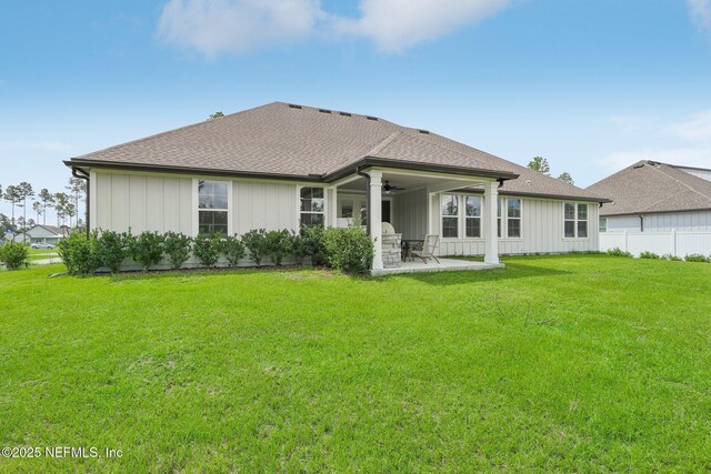 36461 Shortleaf Ave, Hilliard, FL 32046 - back of house with ceiling fan, a patio, and roof with shingles