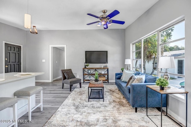6903 Mayapple Rd, Jacksonville, FL 32211 - living area featuring ceiling fan and wood finished floors