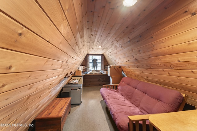 156 County Road 13, Saint Augustine, FL 32092 - bedroom with wooden walls, carpet, lofted ceiling, and wooden ceiling