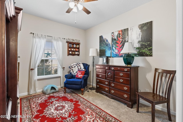 85464 Amaryllis Ct, Fernandina Beach, FL 32034 - living area featuring a ceiling fan, carpet floors, and baseboards