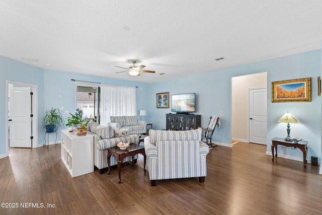 85464 Amaryllis Ct, Fernandina Beach, FL 32034 - living area with a ceiling fan, wood finished floors, and baseboards