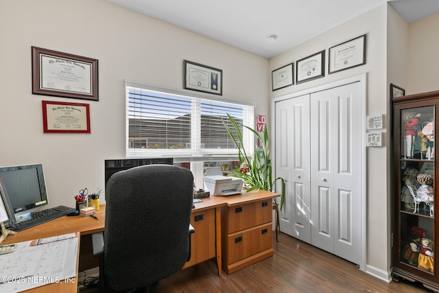 85464 Amaryllis Ct, Fernandina Beach, FL 32034 - office area featuring dark wood-style flooring