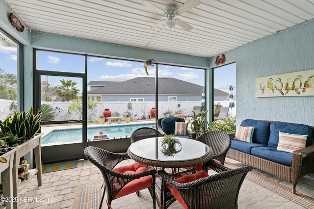 85464 Amaryllis Ct, Fernandina Beach, FL 32034 - sunroom / solarium with ceiling fan and healthy amount of natural light