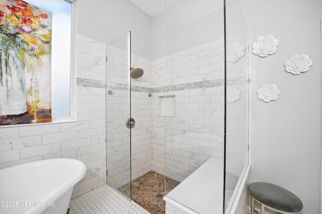 828 Lotus Ln N, Saint Johns, FL 32259 - full bathroom featuring a freestanding tub and tiled shower