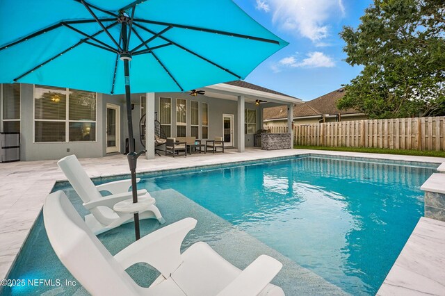 828 Lotus Ln N, Saint Johns, FL 32259 - view of swimming pool featuring a patio and a ceiling fan