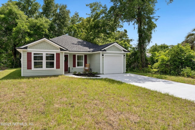 127 Azalea Cir, Palatka, FL 32177 - ranch-style house with a garage, driveway, a front yard, and a shingled roof